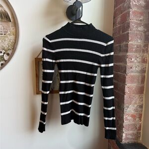 Primark Black and White Striped Turtleneck Sweater
